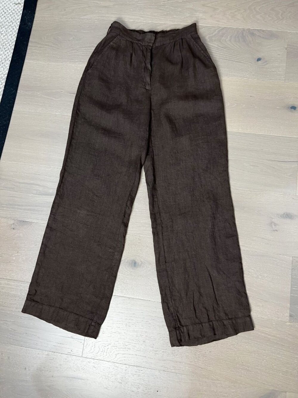 VIR VITA Marina Pleated Linen Trouser Sz S Chestnut - Picture 5 of 12